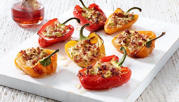goat cheese stuffed mini peppers display image