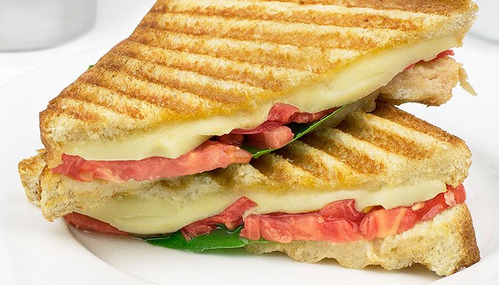 pink gourmet panini sandwich display image
