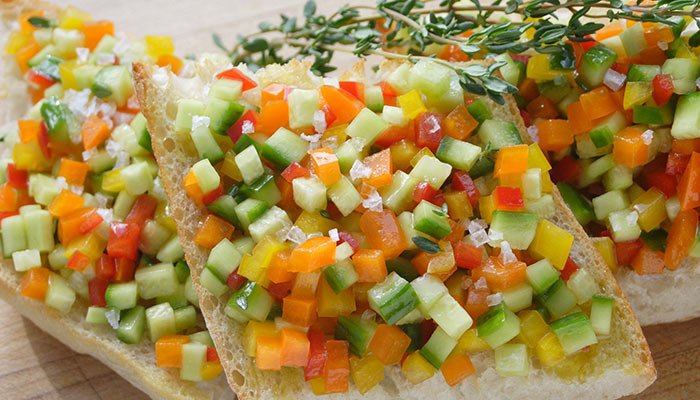 fresh pepper cucumber bruschetta display image